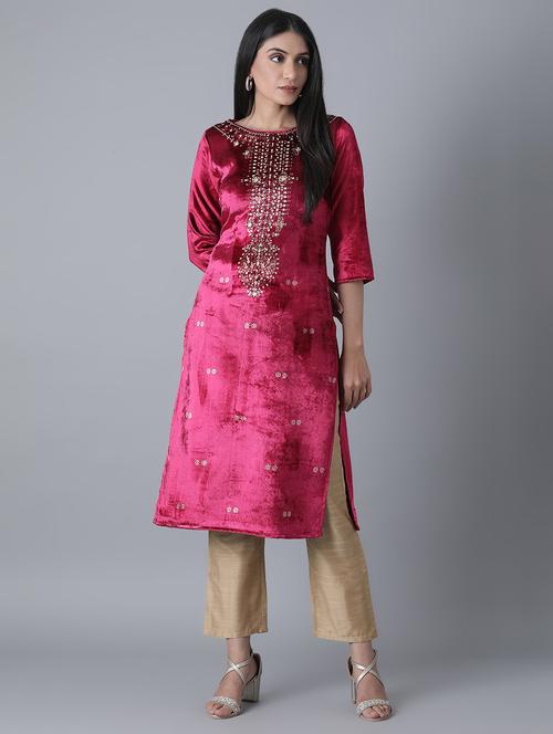 women's straight kurta - 17627322 - Very Small Image - 1
