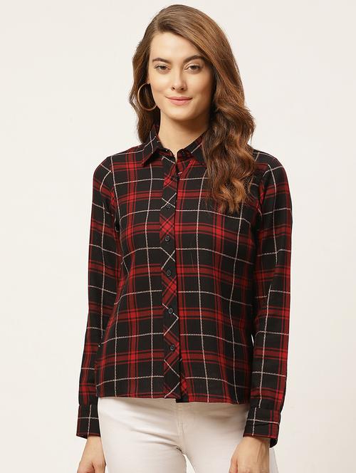 curved hem checkered shirt - 17627552 - Very Small Image - 1