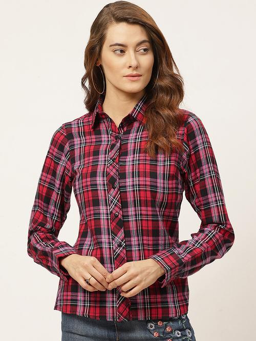 curved hem checkered shirt - 17627553 - Very Small Image - 1