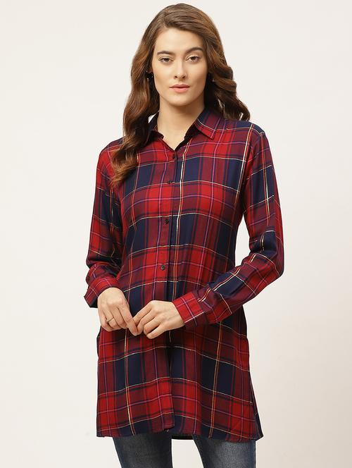 checkered shirt tunic - 17627707 - Very Small Image - 1
