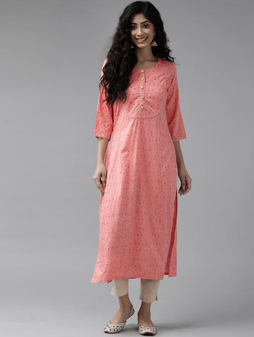pink rayon straight kurta - 17628010 - Very Small Image - 1