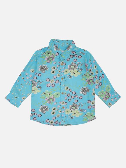 light blue printed casual shirt - 17628034 - Very Small Image - 1