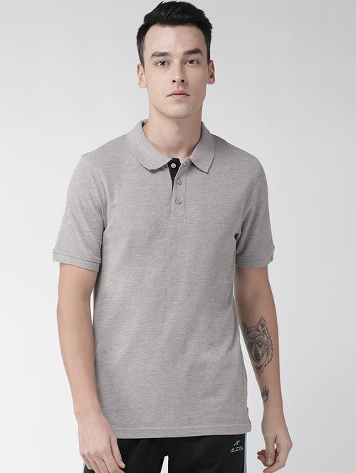 grey solid polo t-shirt - 17628160 - Very Small Image - 1