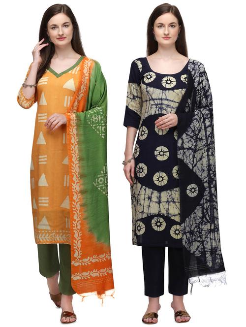 multi colored cotton unstitched suit - 17628199 - Very Small Image - 1