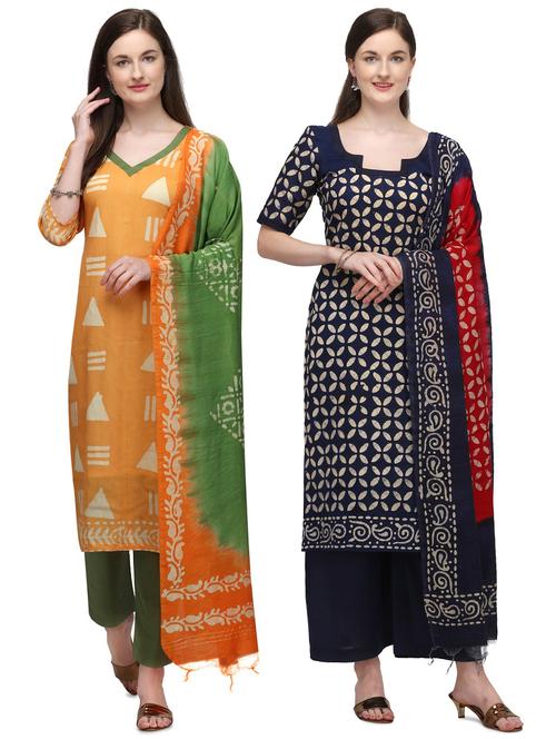 multi colored cotton unstitched suit - 17628212 - Very Small Image - 1