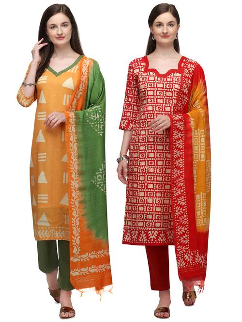 multi colored cotton unstitched suit - 17628213 - Very Small Image - 1
