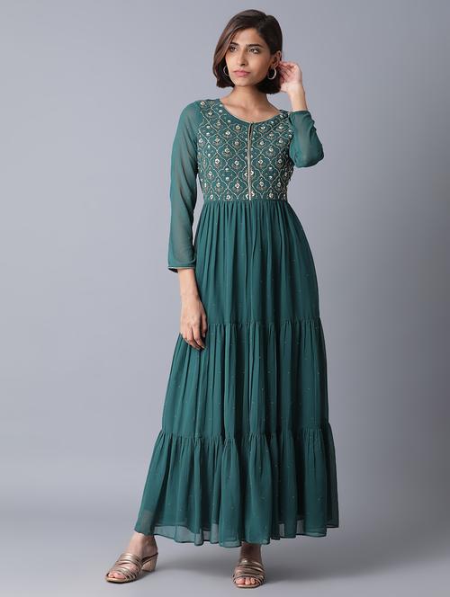 embroidered maxi dress - 17628226 - Very Small Image - 1