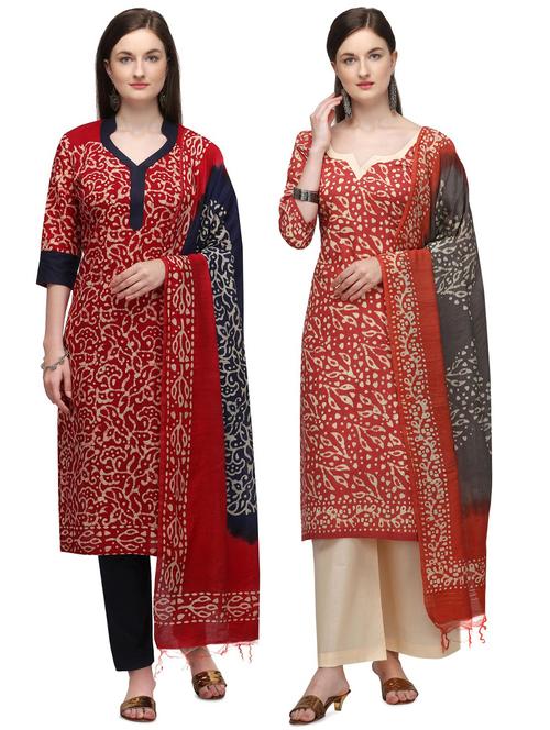 multi colored cotton unstitched suit - 17628244 - Very Small Image - 1