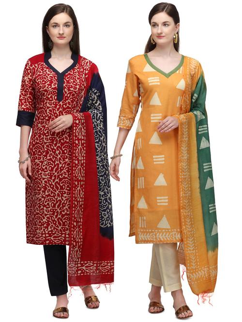multi colored cotton unstitched suit - 17628247 - Very Small Image - 1