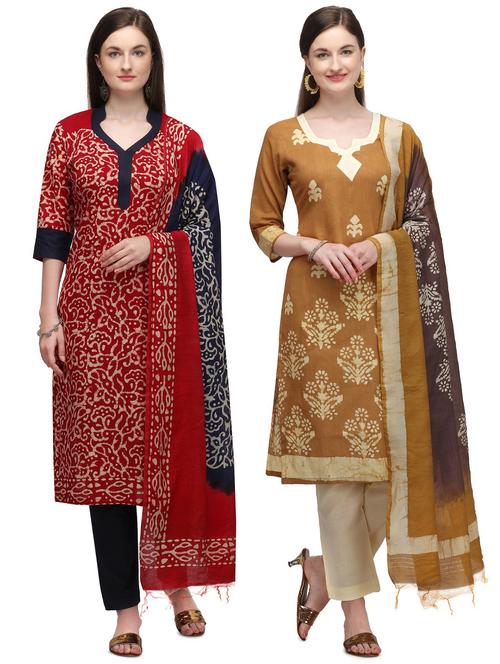 multi colored cotton unstitched suit - 17628248 - Very Small Image - 1
