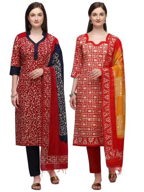 multi colored cotton unstitched suit - 17628251 - Very Small Image - 1