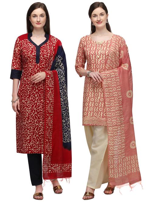 multi colored cotton unstitched suit - 17628253 - Very Small Image - 1