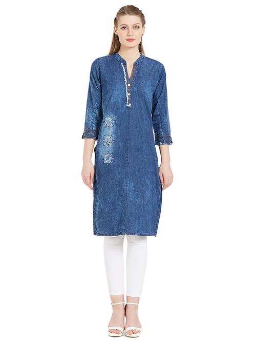 women's straight kurta - 17628453 - Very Small Image - 1