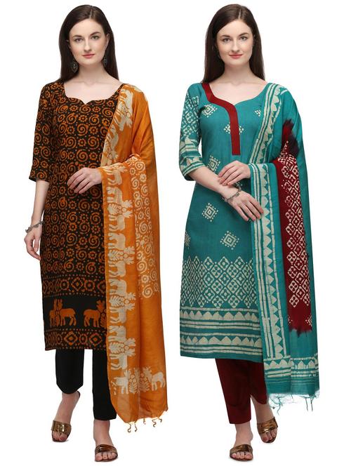 multi colored cotton unstitched suit - 17628467 - Very Small Image - 1