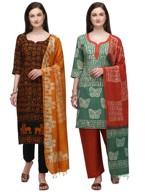 multi colored cotton unstitched suit - 17628471 - Very Small Image - 1