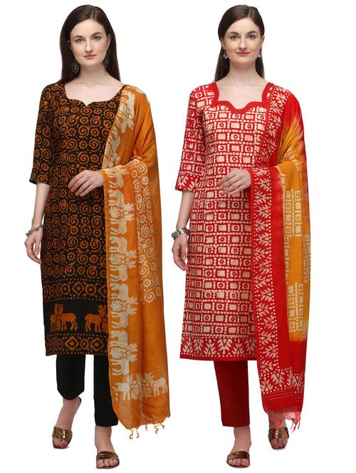 multi colored cotton unstitched suit - 17628483 - Very Small Image - 1