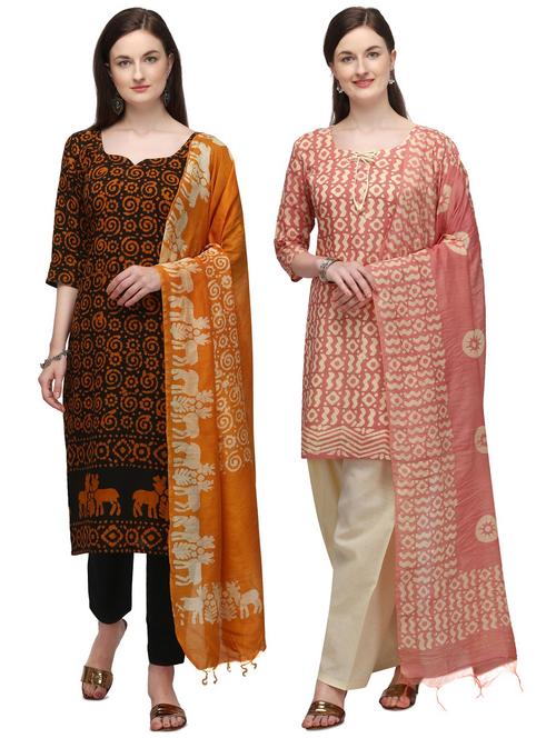 multi colored cotton unstitched suit - 17628485 - Very Small Image - 1