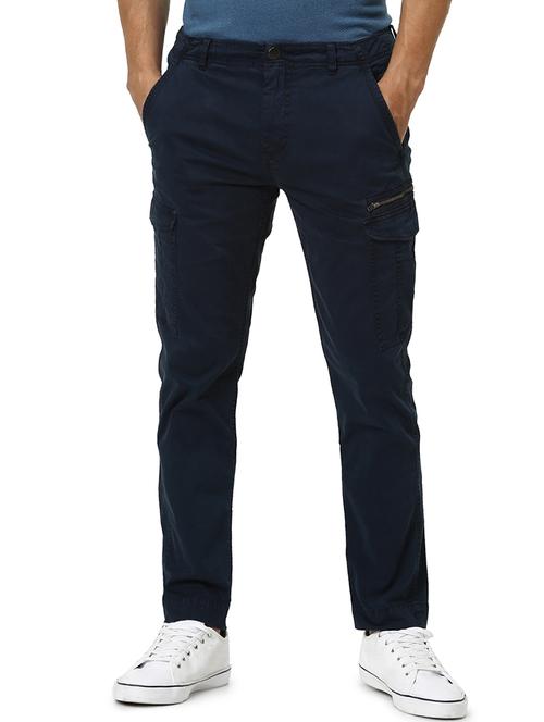 navy blue solid cargos - 17628518 - Very Small Image - 1