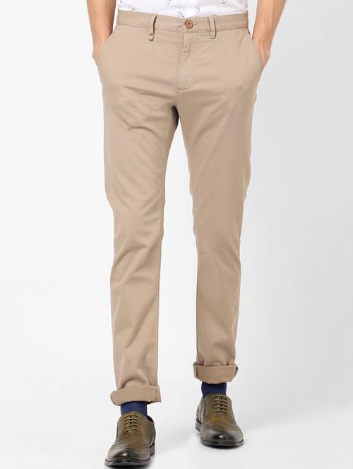 beige solid chinos - 17628529 - Very Small Image - 1