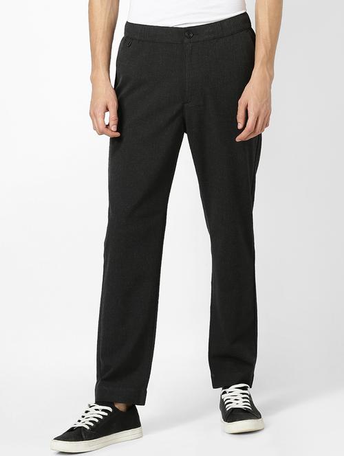 grey checkered flat front casual trouser - 17628535 - Very Small Image - 1