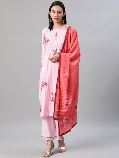 pink crepe suit set - 17628621 - Very Small Image - 1