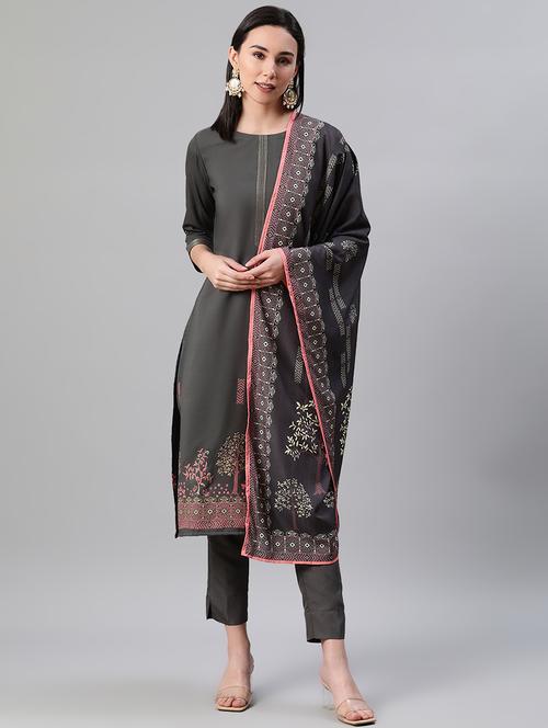 grey crepe suit set - 17628634 - Very Small Image - 1