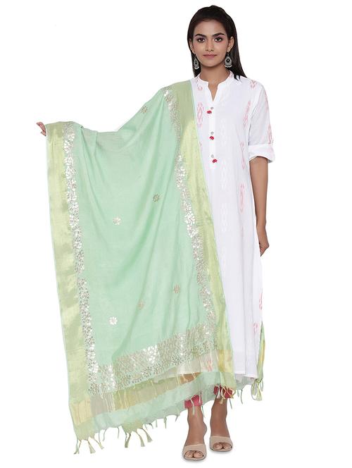 olive cotton dupatta - 17629178 - Very Small Image - 1