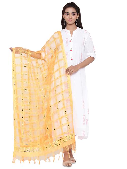 mirror work oraganza silk dupatta - 17629184 - Very Small Image - 1