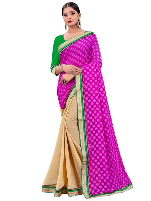 printed half & half saree - 17629517 - Very Small Image - 1