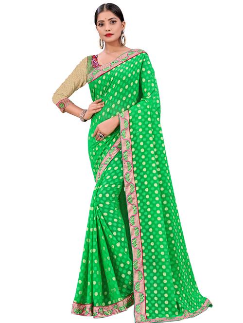 lace bordered printed saree - 17629520 - Very Small Image - 1
