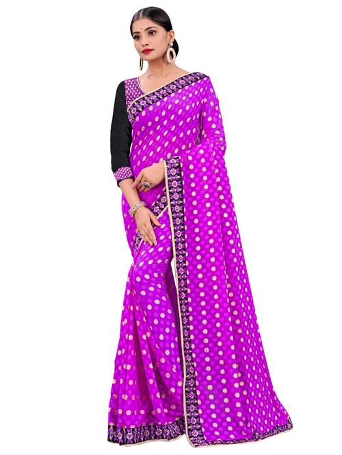 lace bordered printed saree - 17629526 - Very Small Image - 1