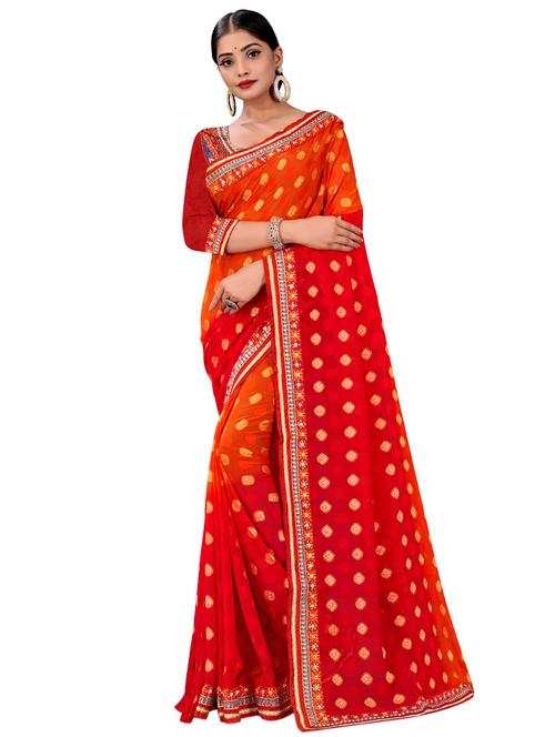 lace bordered printed saree - 17629529 - Very Small Image - 1