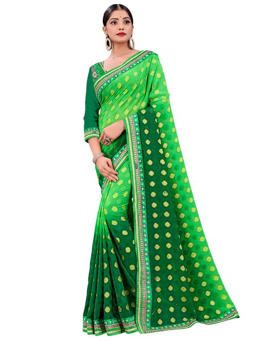 lace bordered printed saree - 17629531 - Very Small Image - 1