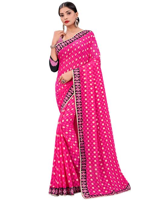 lace bordered printed saree - 17629532 - Very Small Image - 1