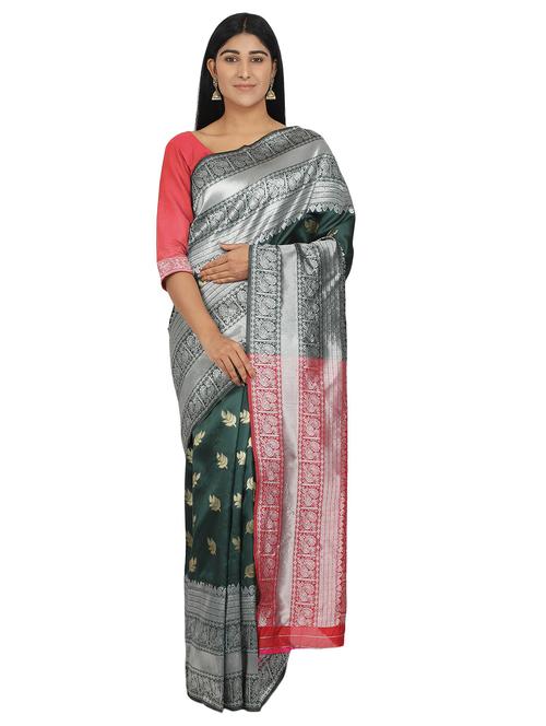 ethnic motifs banarasi saree with blouse - 17629904 - Very Small Image - 1