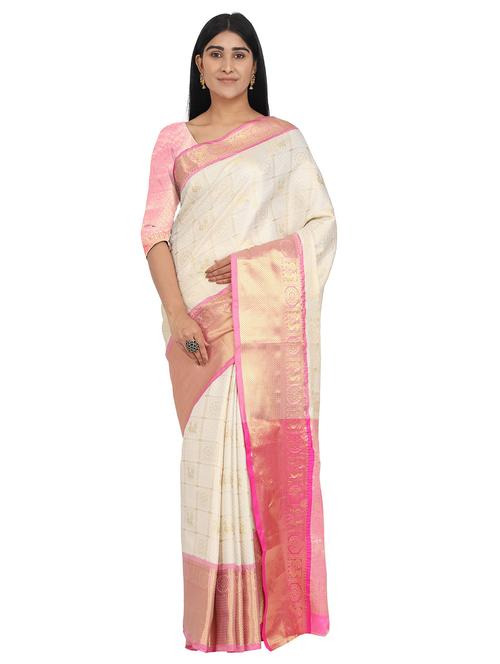 jacquard banarasi saree with blouse - 17629910 - Very Small Image - 1
