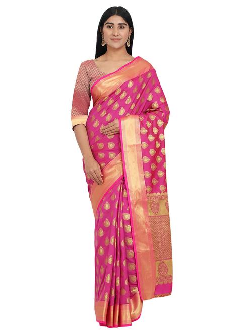 jacquard banarasi saree with blouse - 17629913 - Very Small Image - 1