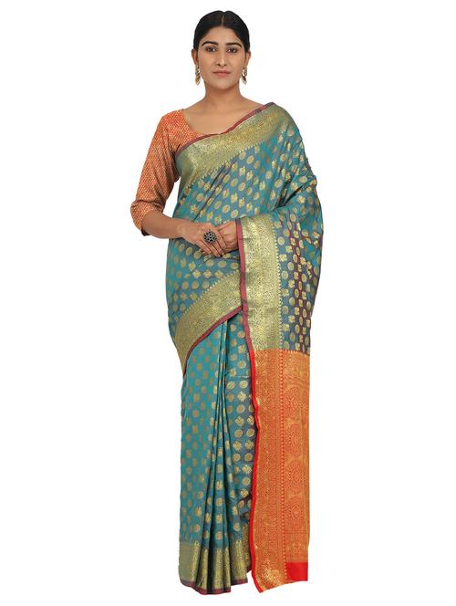 jacquard banarasi saree with blouse - 17629923 - Very Small Image - 1