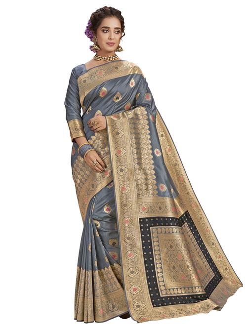 ethnic motifs woven saree - 17630031 - Very Small Image - 1