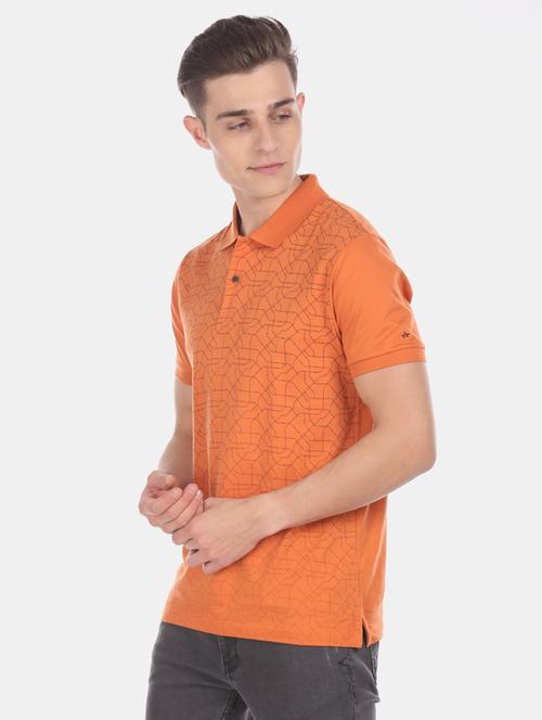 orange printed polo t-shirt - 17632248 - Very Small Image - 1