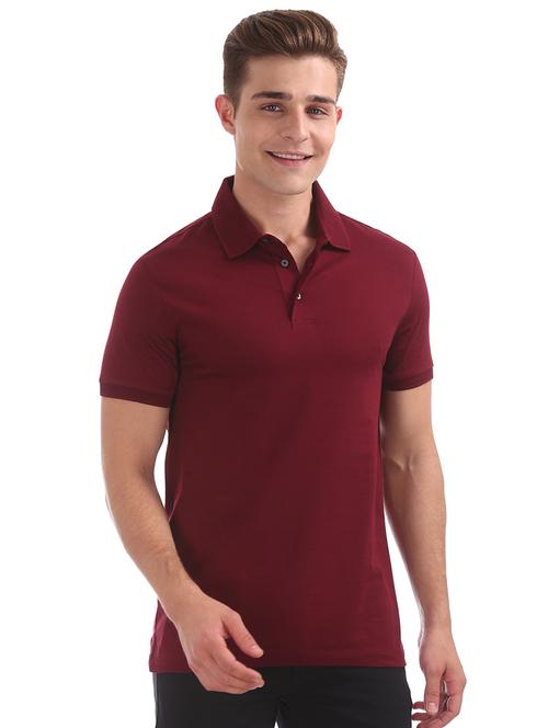 maroon solid polo t-shirt - 17632271 - Very Small Image - 1