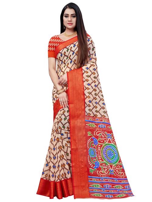 ikat printed saree with blouse - 17632558 - Very Small Image - 1