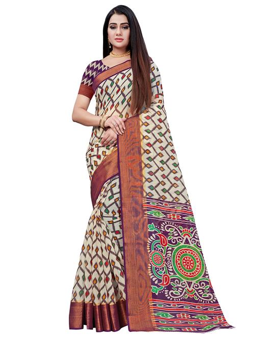 ikat printed saree - 17632559 - Very Small Image - 1