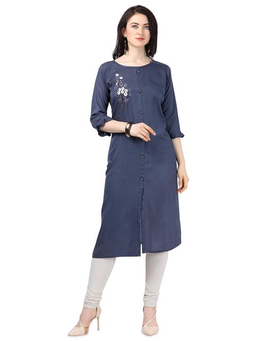 embroidered straight kurta - 17632666 - Very Small Image - 1