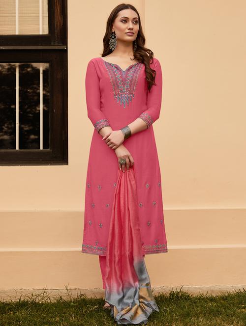 embroidered unstitched suit - 17632950 - Very Small Image - 1