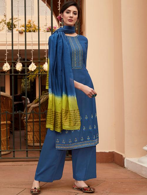 embroidered unstitched suit - 17632951 - Very Small Image - 1
