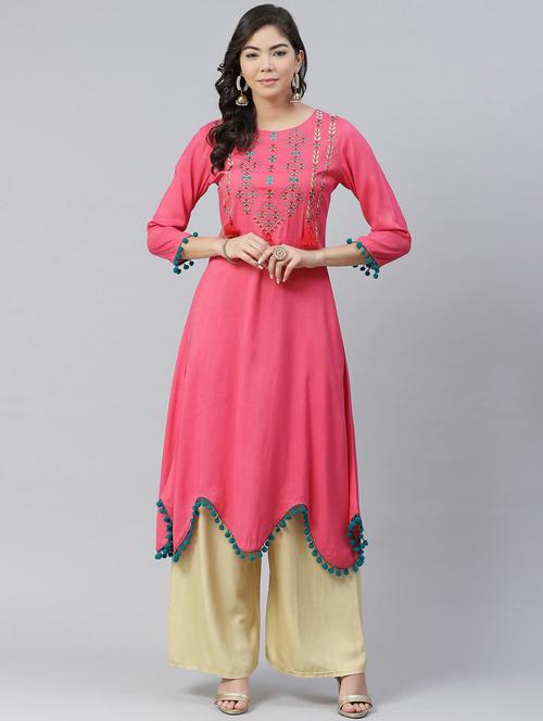 embroidered asymmetric kurta - 17632986 - Very Small Image - 1