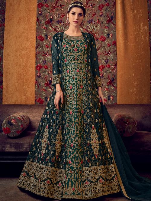 green net semistitched suit - 17632994 - Very Small Image - 1