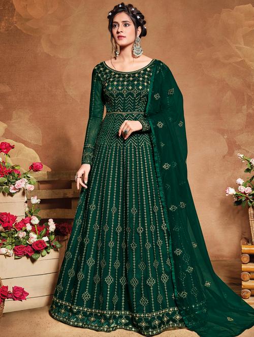 green net semistitched suit - 17633000 - Very Small Image - 1