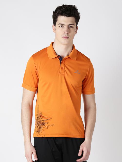 orange solid polo t-shirt - 17633165 - Very Small Image - 1